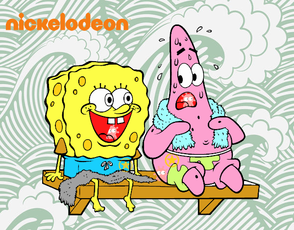 Bob Esponja y Patricio en bañador