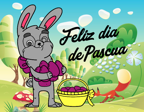 Conejo con muchos huevos de Pascua