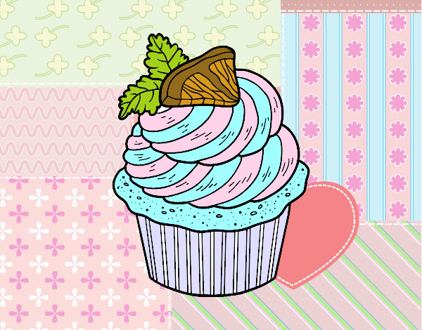 cupcake de menta y fresa