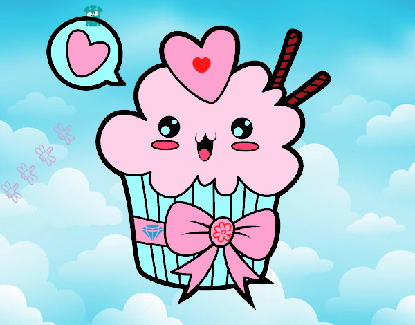 Cupcake kawaii con lazo