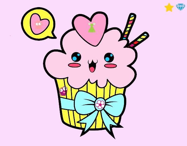 Cupcake kawaii con lazo