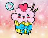 Cupcake kawaii con lazo