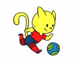 Gato jugando a fútbol