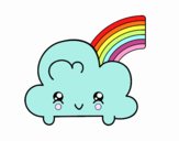 Nube con arco iris kawaii