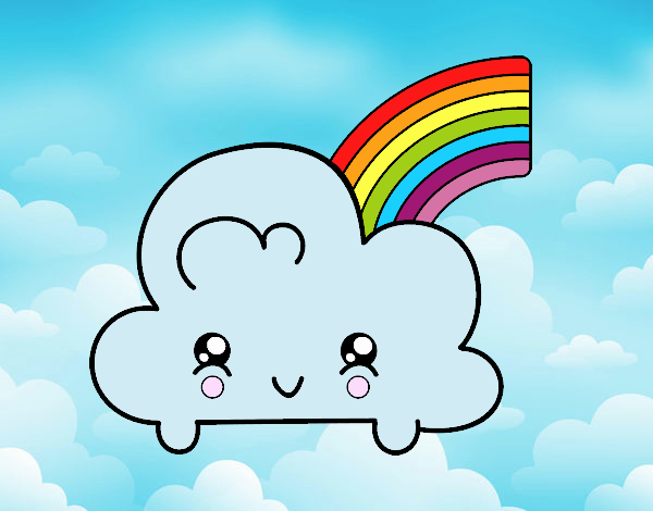 Nube con arco iris kawaii