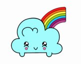 Nube con arco iris kawaii