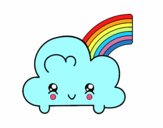 Nube con arco iris kawaii