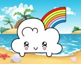 Nube con arco iris kawaii