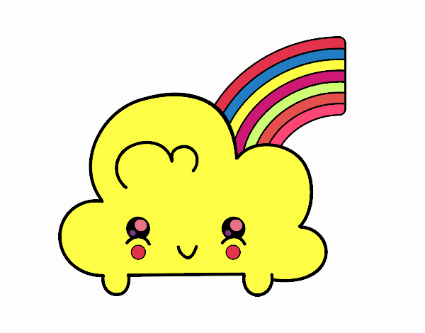 Nube con arco iris kawaii