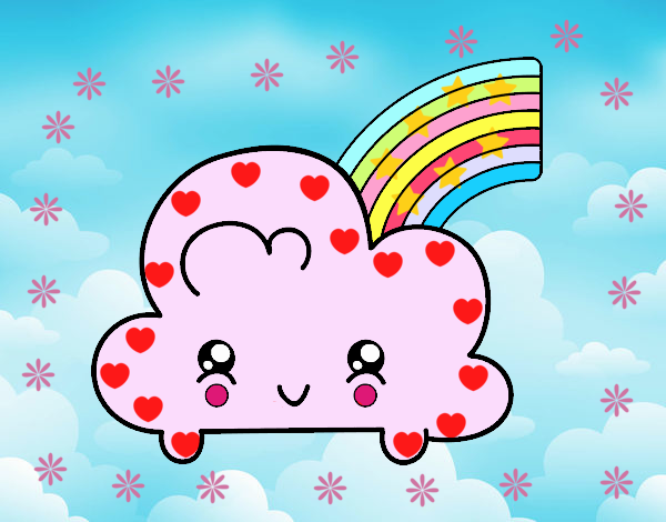 Nube con arco iris kawaii