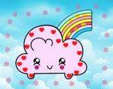 Nube con arco iris kawaii