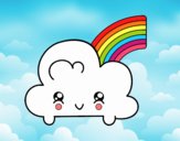 Nube con arco iris kawaii