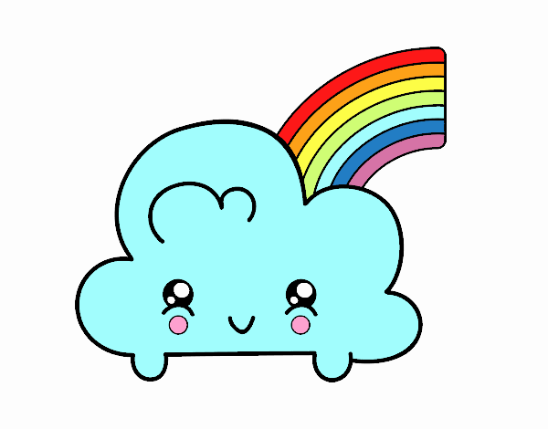 Nube con arco iris kawaii