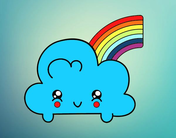 Nube con arco iris kawaii