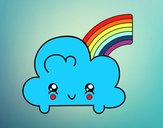 Nube con arco iris kawaii