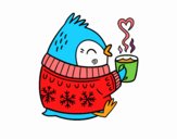 Pajarito tomando un té