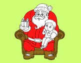 Papá Noel y niño en Navidad