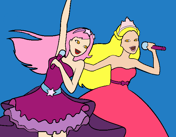 Barbie y la princesa cantando