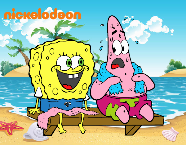 Bob Esponja y Patricio en bañador