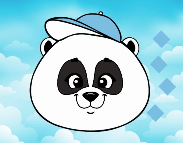 Dibujo de Cara de oso panda con gorro pintado por en Dibujos