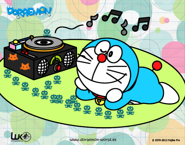 Doraemon escuchando música