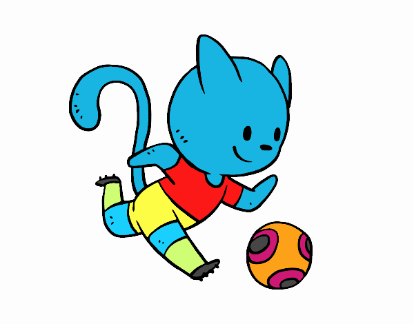 Gato jugando a fútbol