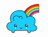 Nube con arco iris kawaii