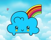 Nube con arco iris kawaii