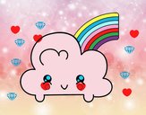 Nube con arco iris kawaii