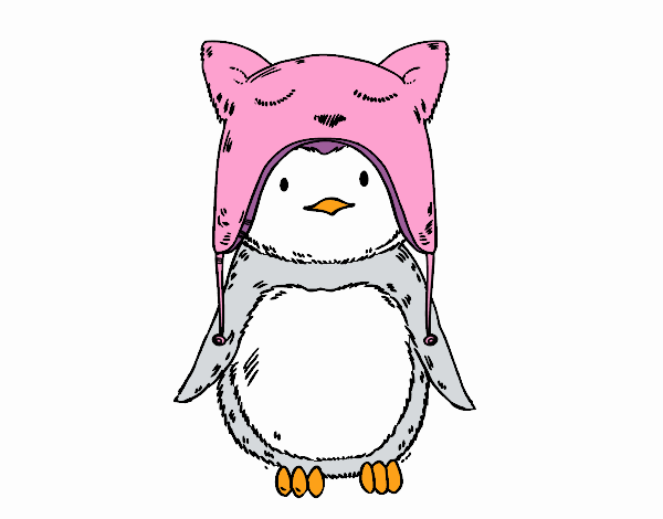 Pingüino con gorrito divertido