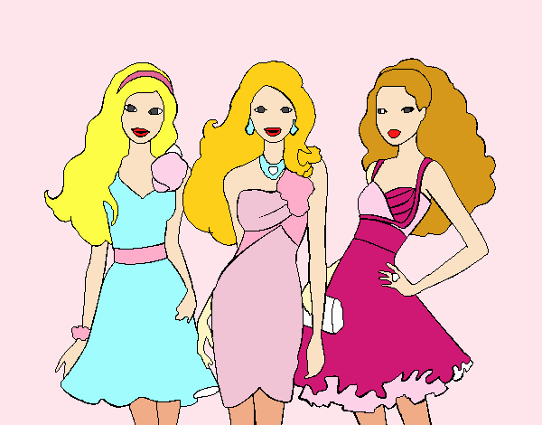 Barbie y sus amigas vestidas de fiesta