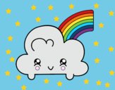 Nube con arco iris kawaii