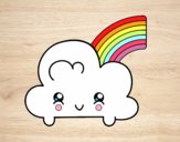 Nube con arco iris kawaii