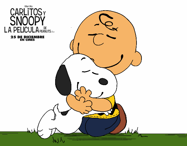 Snoopy y Carlitos abrazados