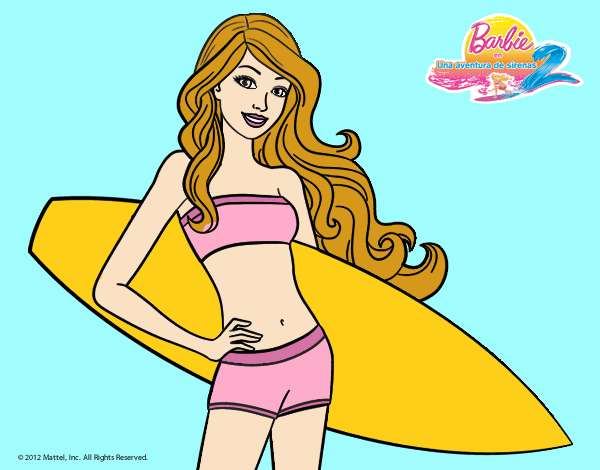 Barbie con tabla de surf