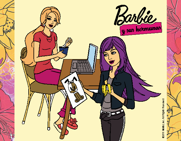 Dibujo De Barbie Y Su Hermana Merendando Pintado Por En Dibujos Net El D A A Las