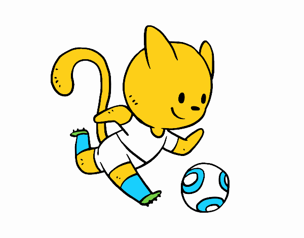 Gato jugando a fútbol