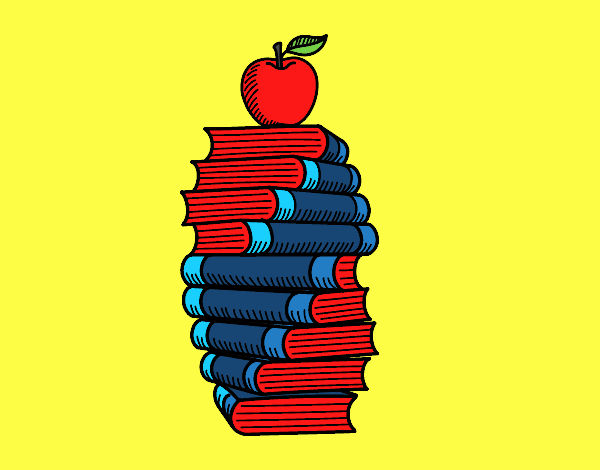 Libros y manzana