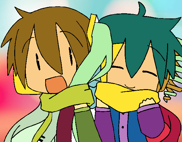 Miku y Len con bufanda