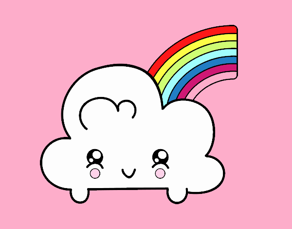 Nube con arco iris kawaii