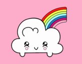 Nube con arco iris kawaii