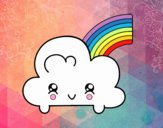 Nube con arco iris kawaii