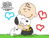 Snoopy y Carlitos abrazados