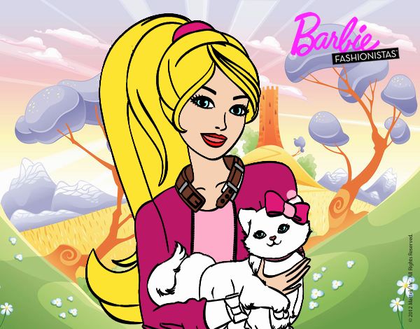 Barbie  con su gatita 