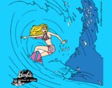 Barbie practicando surf