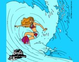 Barbie practicando surf