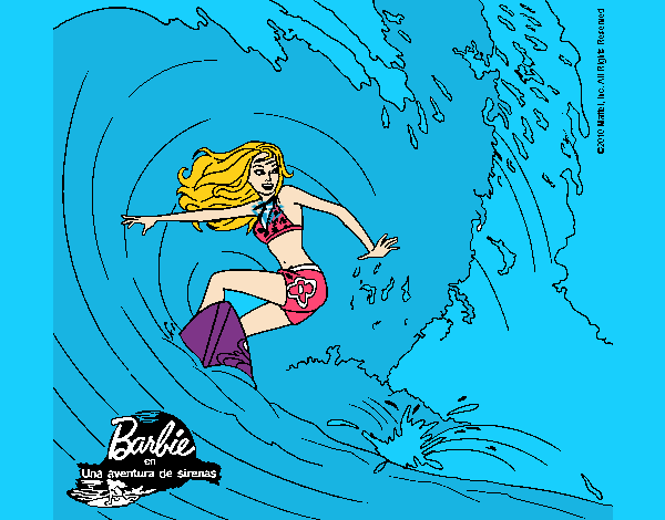 Barbie practicando surf