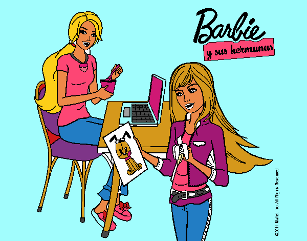 Barbie y su hermana merendando