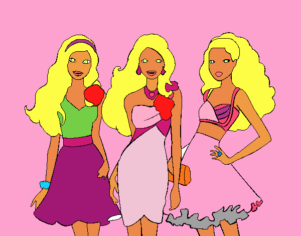 Barbie y sus amigas vestidas de fiesta