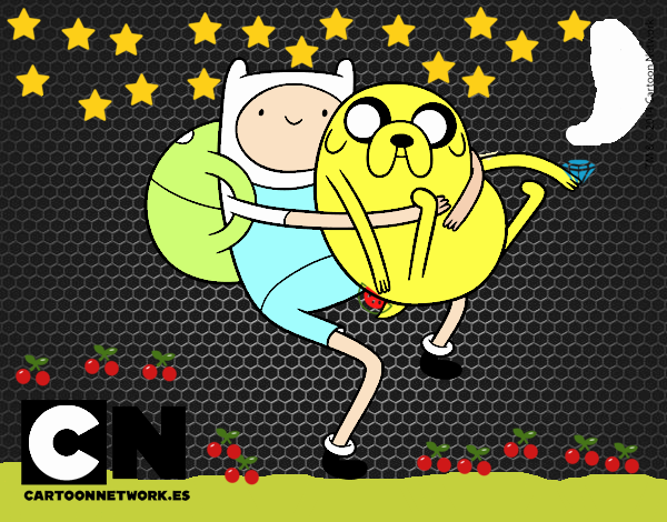 Finn y Jake abrazados